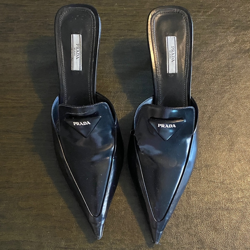 Prada Women's Sleek Black Leather Mules
